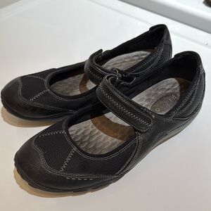 WOMENS PRIVO LEATHER/mesh MARY JANE CASUAL SLIP ON SHOES Black SIZE 7.5–